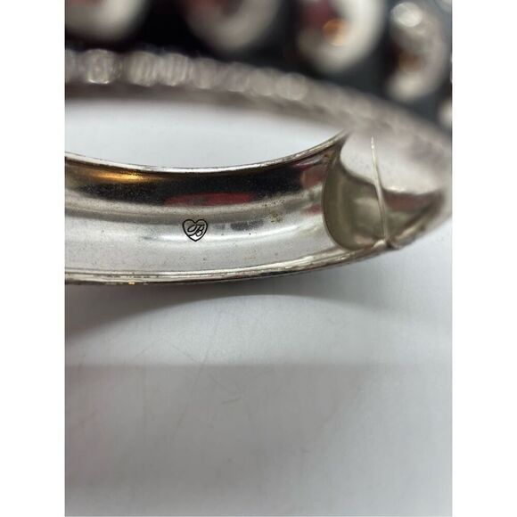 Brighton silver plated "Rockin Hearts" black enamel/crystal Cuff Bracelet - Picture 4 of 7